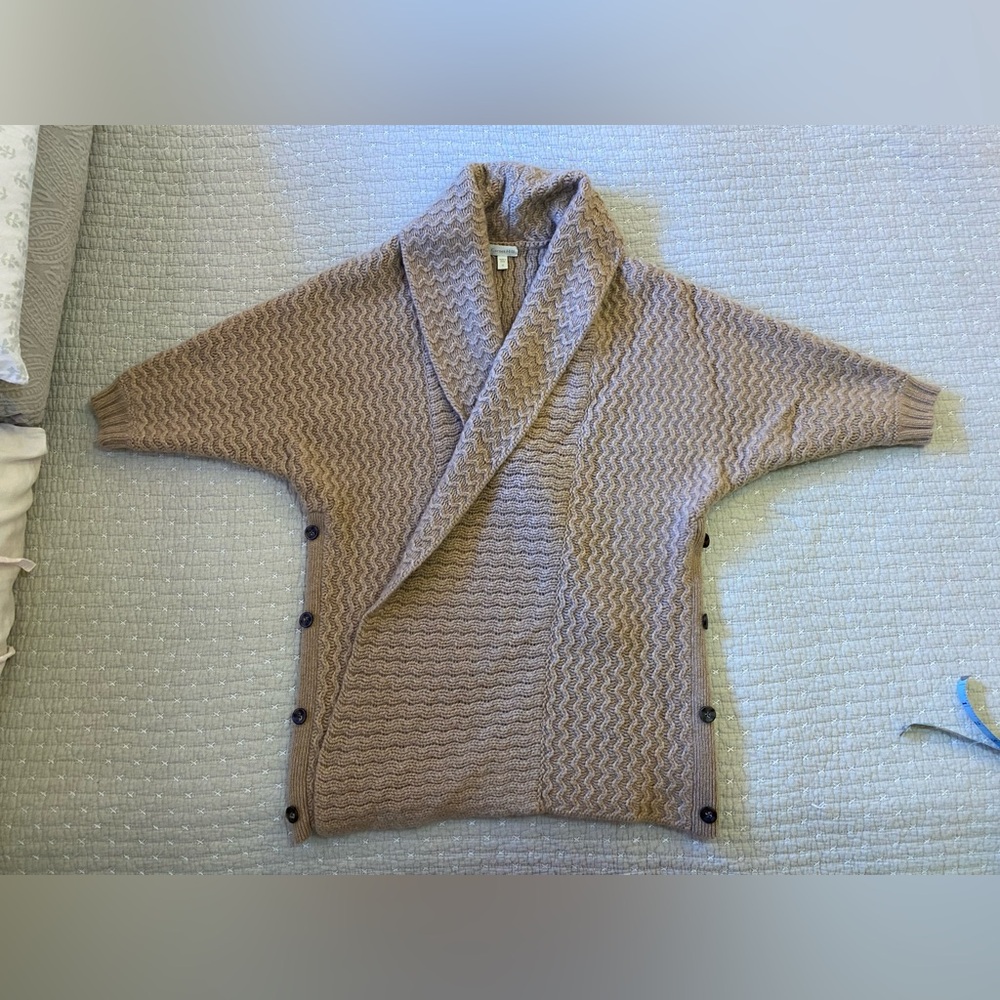 Garnet Hill Taupe Cardigan Sweater